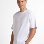 HM Men White Solid Cotton Pure Cotton T-shirt Regular Fit