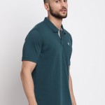 Men Green Brand Logo Printed Slim Fit Pure Cotton T-shirt
