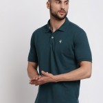 Men Green Brand Logo Printed Slim Fit Pure Cotton T-shirt