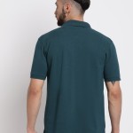Men Green Brand Logo Printed Slim Fit Pure Cotton T-shirt