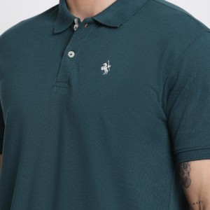 Men Green Brand Logo Printed Slim Fit Pure Cotton T-shirt
