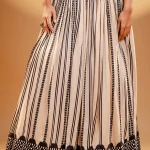 Beige Printed Crepe Lehenga with Notch Lapel Collar Blouse-JE2425
