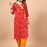 Floral Printed V-Neck Straight Kurta With Trouser & Dupatta