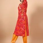 Floral Printed V-Neck Straight Kurta With Trouser & Dupatta