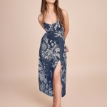Women Floral Printed Cotton Empire Midi Dress