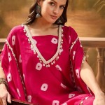 Bandhej Printed Kaftan & Tube Top With Sharara